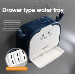 Cartoon Wall Mounted Soap Holder with Drain Drawer