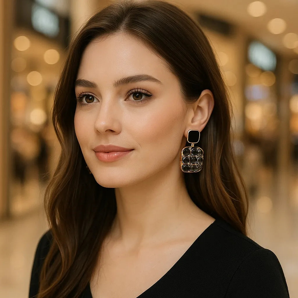 Crystal Earings Black