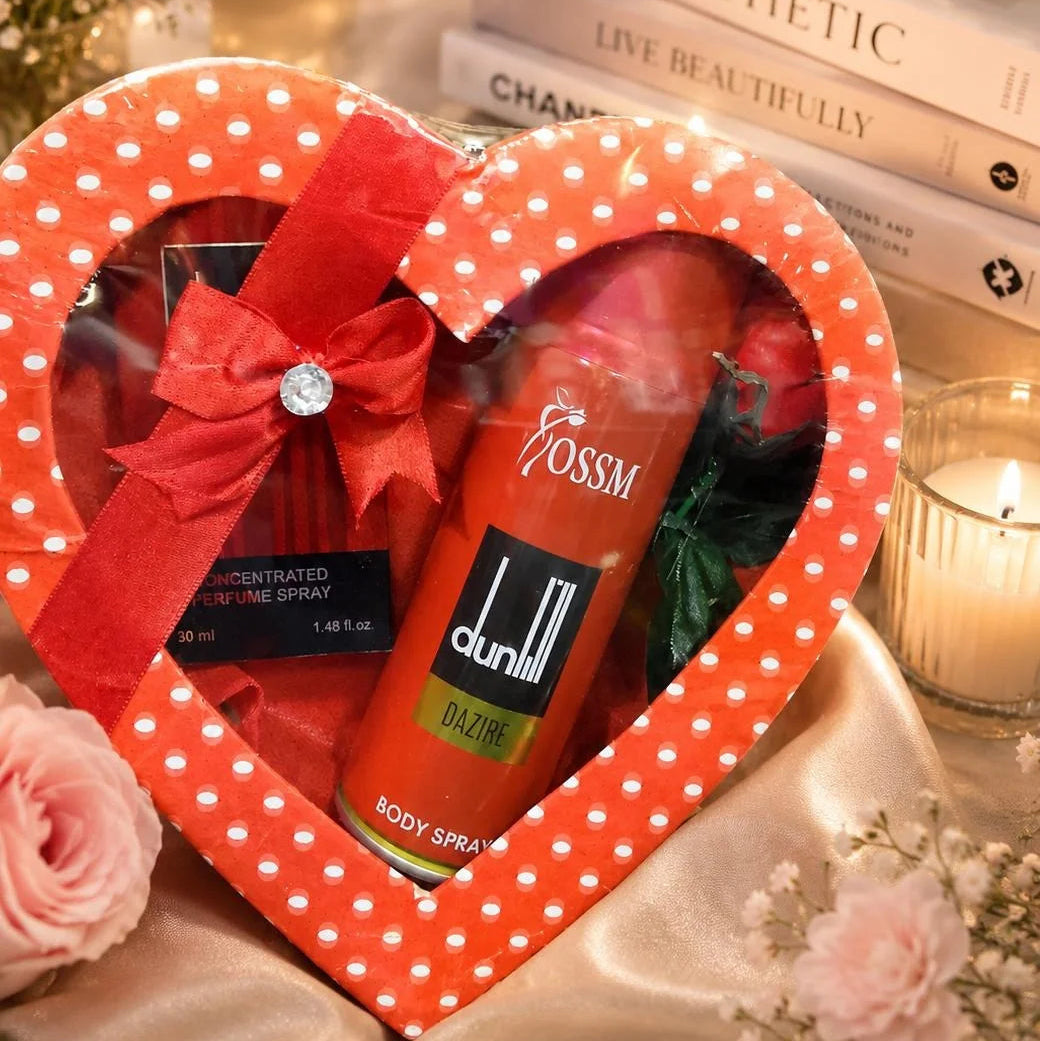 Heart Shape Gift Pack 2 Pcs Perfume 35ml + 200ml Body Spray Set
