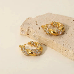 Stainless Steel Luxury Twisted Geometric Copper Earrings