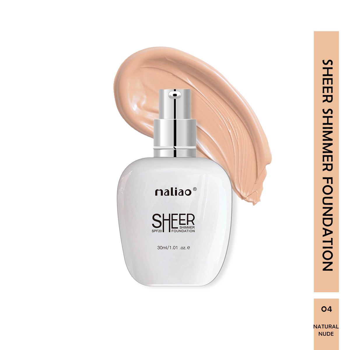 Maliao Sheer Shimmer Foundation SPF 20 - Radiant Finish for Face Makeup