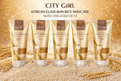 City Girl Korean Glass Skin Rice Facial Kit with 24K Gold Dust - 5 Steps
