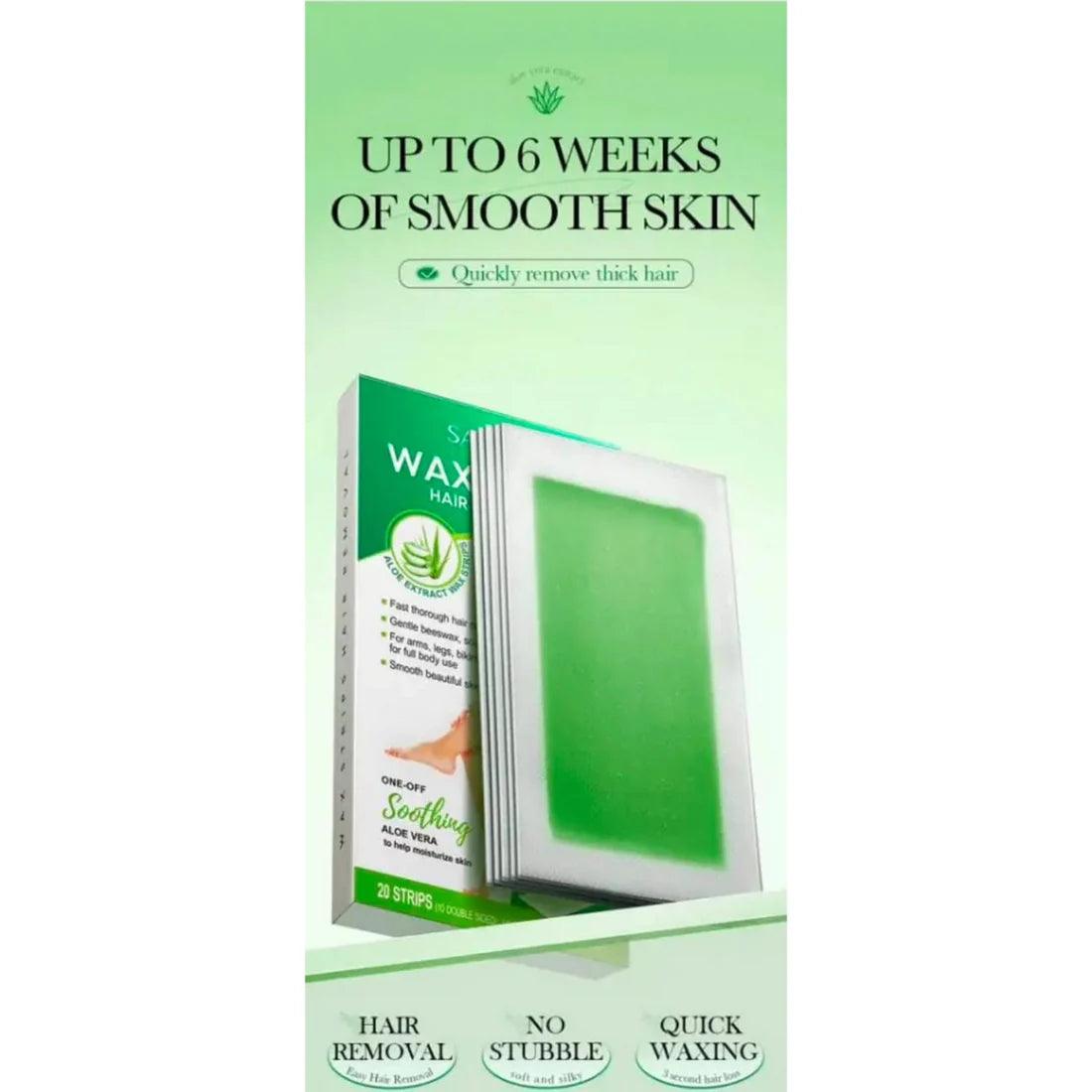Sadoer Aloe Vera Hair Removal Wax Strips (10 Double Sided Strips)