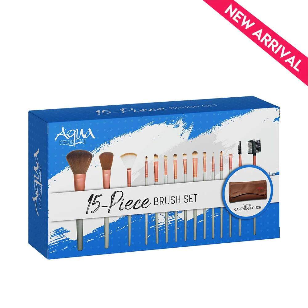 Aqua color line 15 pieces Brush Set.