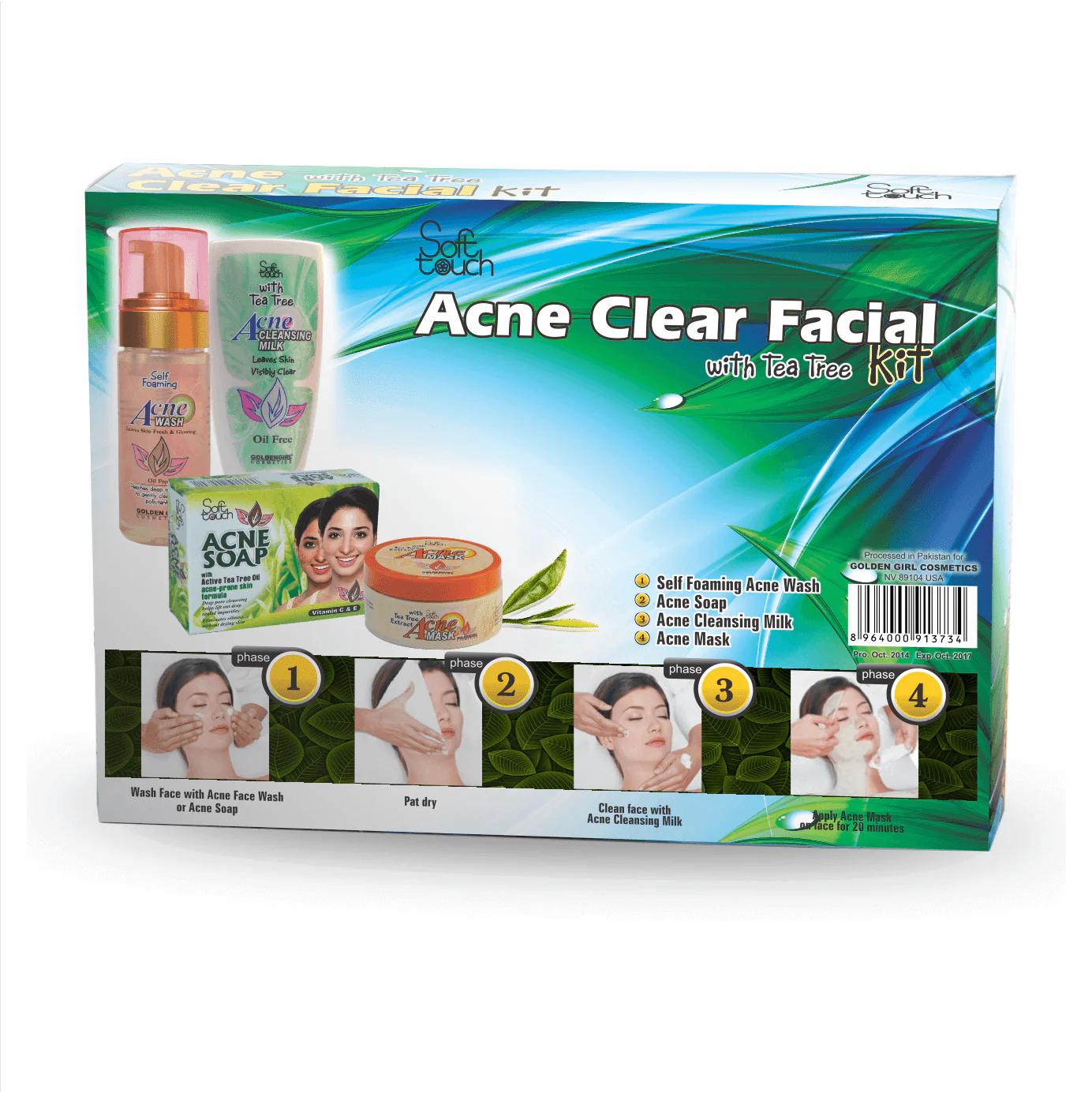 Soft Touch Acne Clear Facial Kit 4 Items