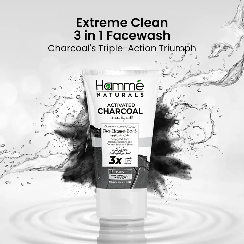 Hamme Natural Activated Charcoal Face Cleanser Scrub 100ml