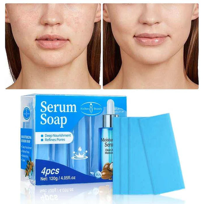 Aichun Beauty 4pcs Hyaluronic Acid Serum Moisturizing Face Body Cleaning Bar Soap 120g