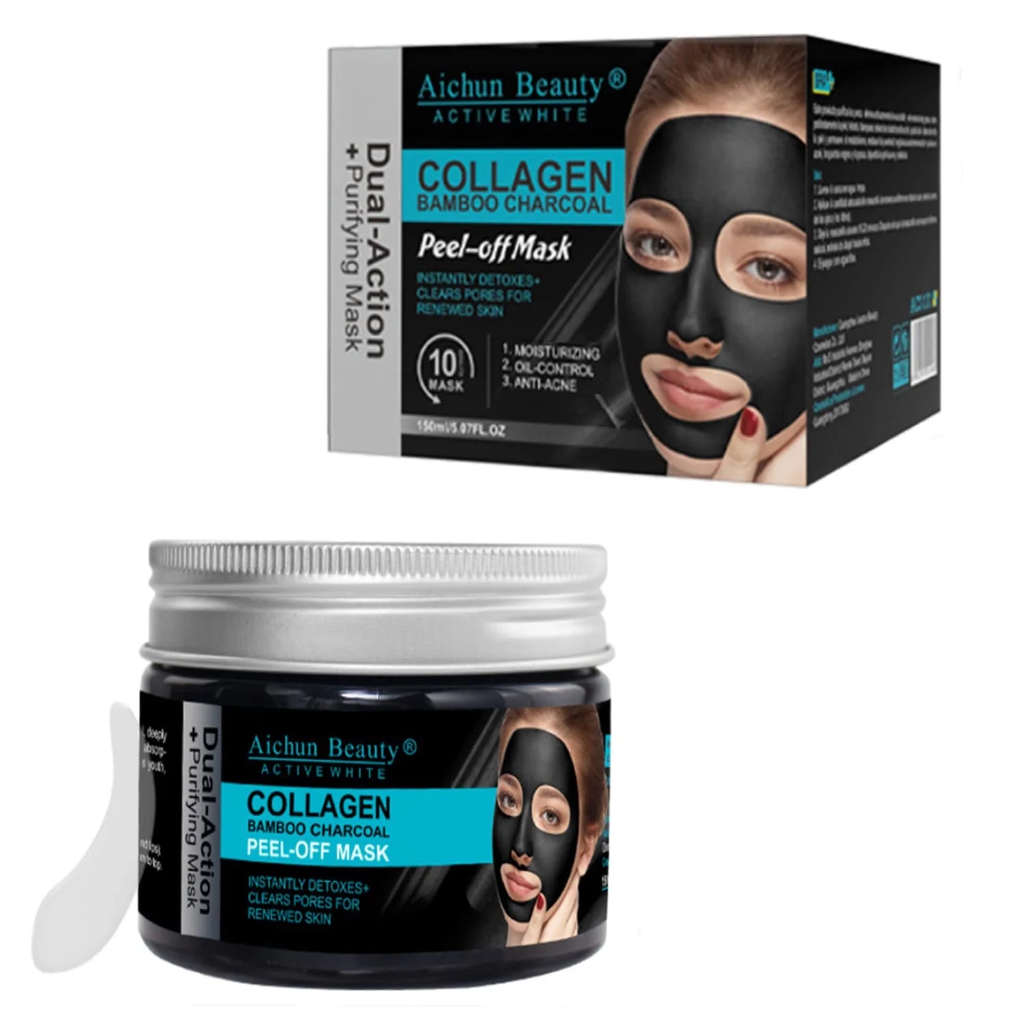 Aichun beauty Collagen Bamboo Charcoal Vegan Peel-Off Facial Mask - 150ml