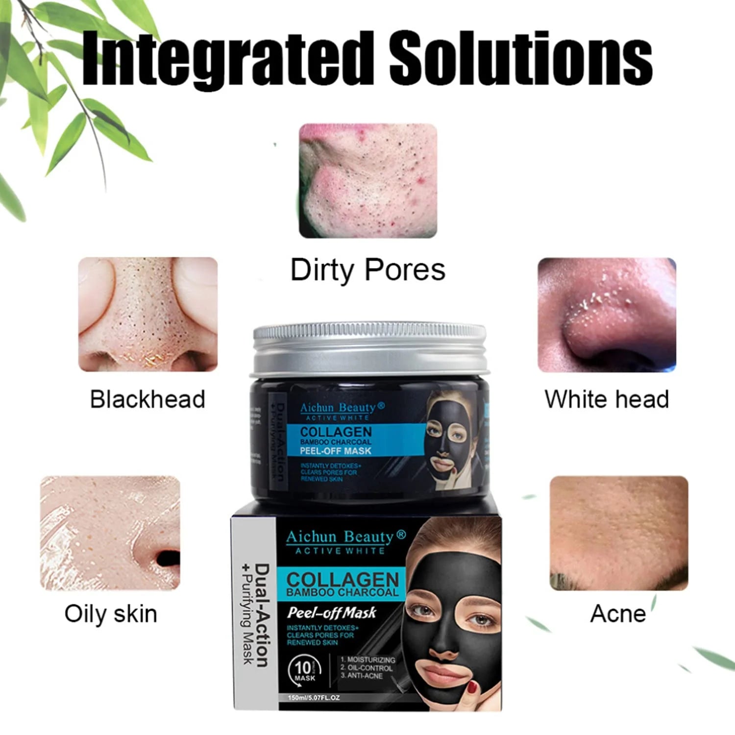 Aichun beauty Collagen Bamboo Charcoal Vegan Peel-Off Facial Mask - 150ml