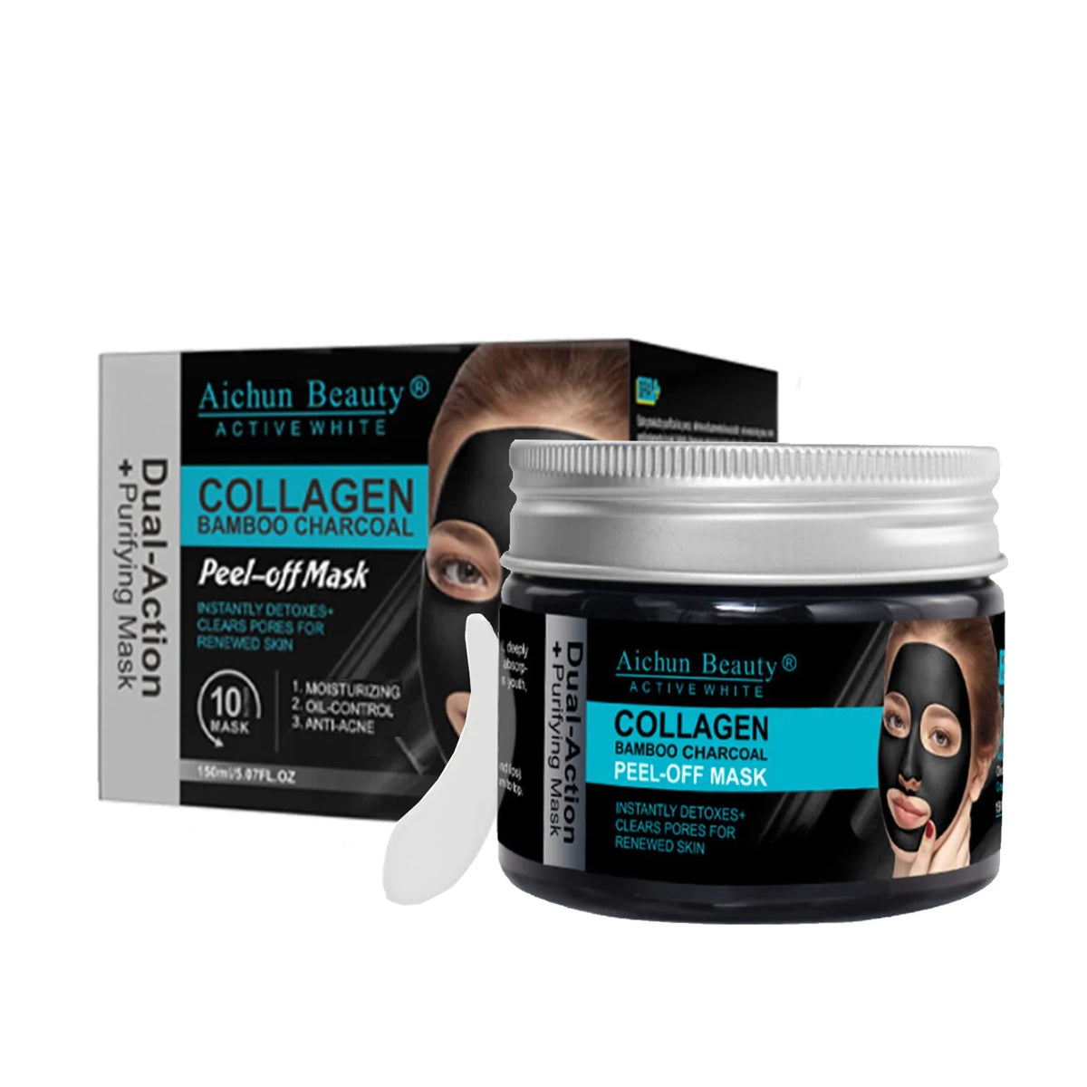 Aichun beauty Collagen Bamboo Charcoal Vegan Peel-Off Facial Mask - 150ml