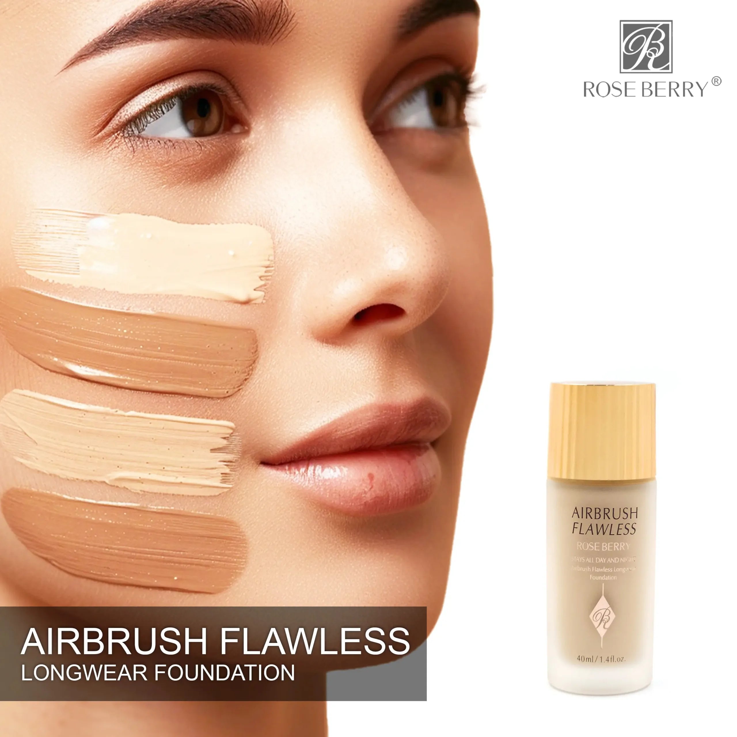 RoseBerry Airbrush Flawless Stays All Day & Night Liquid Foundation