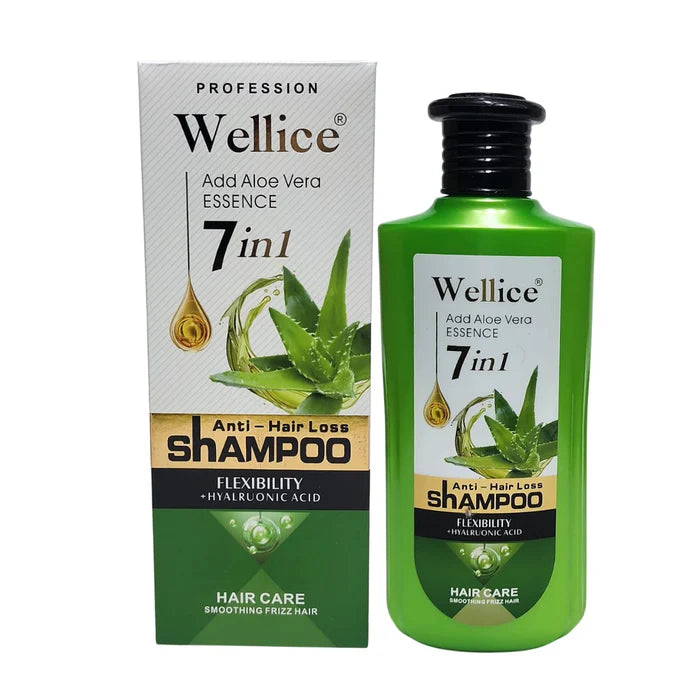 Wellice 7 in 1 Anti - Hair Loss Aloe vera Hyalruonic Acid & Soothing Frizz Shampoo 400g