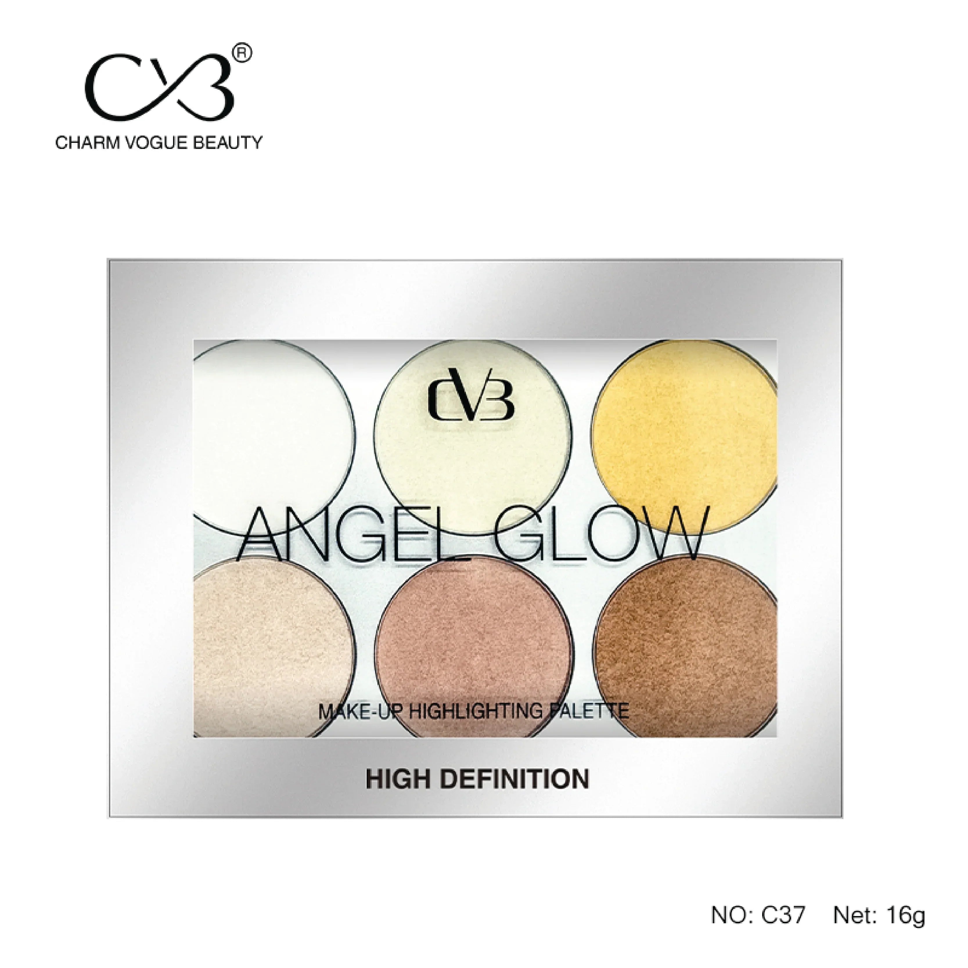 CVB 6 Shades High Definition Angel Glow Makeup Highlighter Palette C37