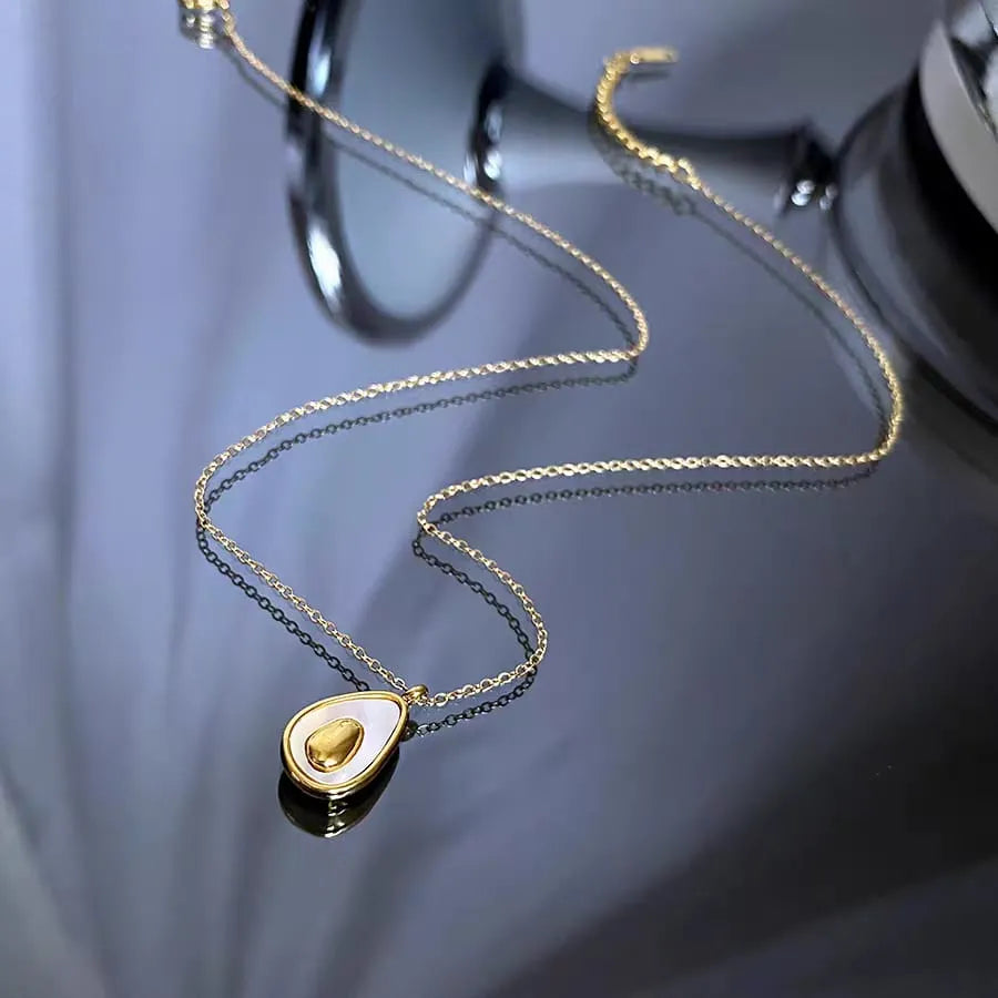 Avocado Pendant Gold Toned Necklace