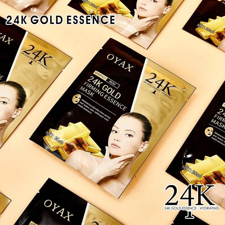 OYAX 24K Gold Firming Face Mask- Anti Aging, Hydrating, Toning & Firming Facial Mask - 10 PCS