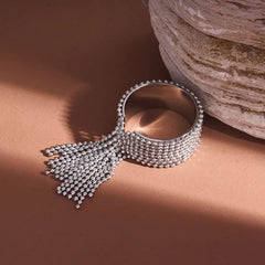 Stainless Steel Krystelle Gold Tassel Ring