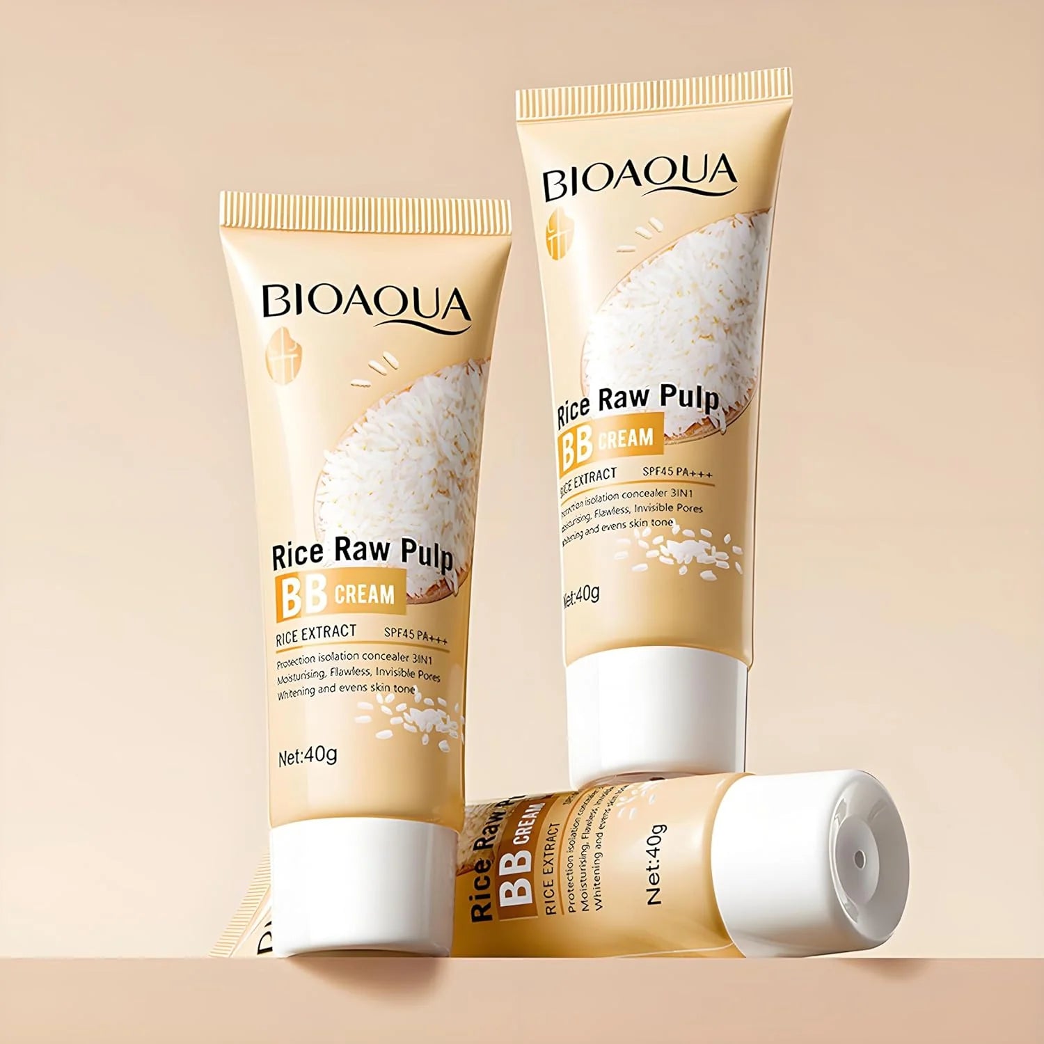 Bioaqua Rice Raw Pulp BB Cream Rice Extract SPF45 Pa+++  -  40g