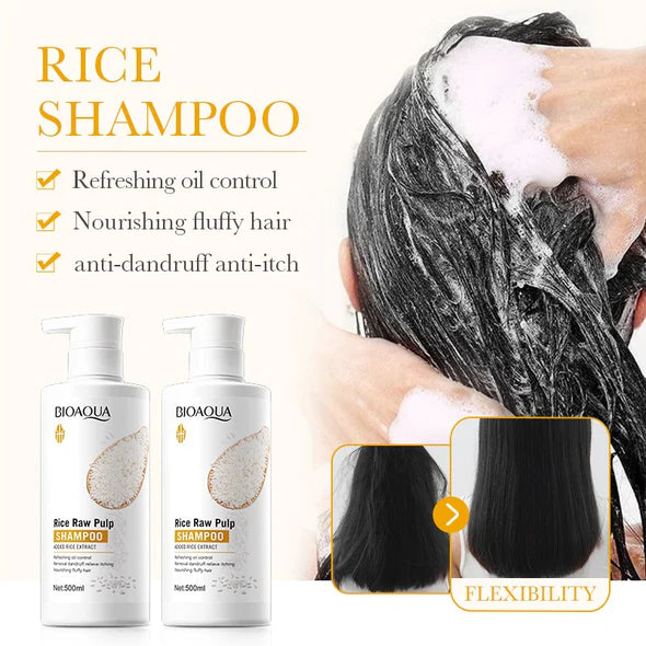 Bioaqua Rice Raw Pulp Removal Dandruff Shampoo - 500ml