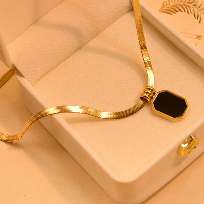 Black Stone Gold Plated Pendant