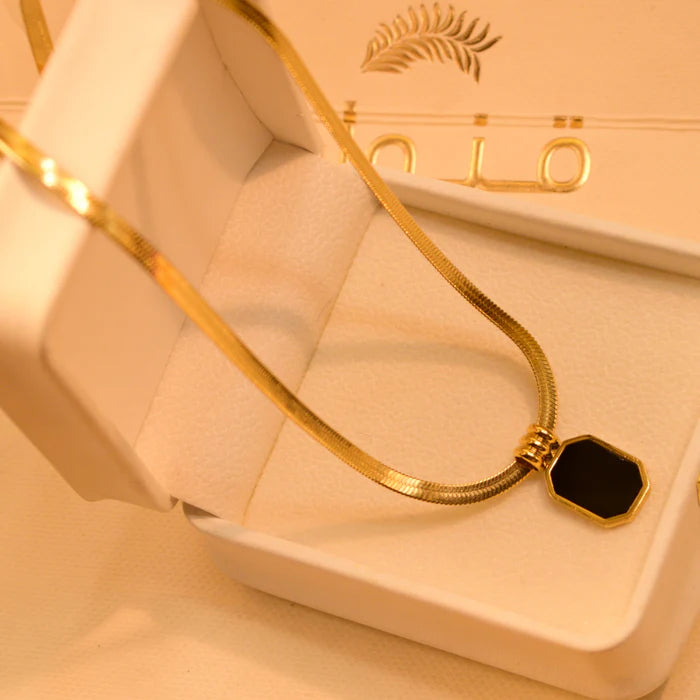 Black Stone Gold Plated Pendant