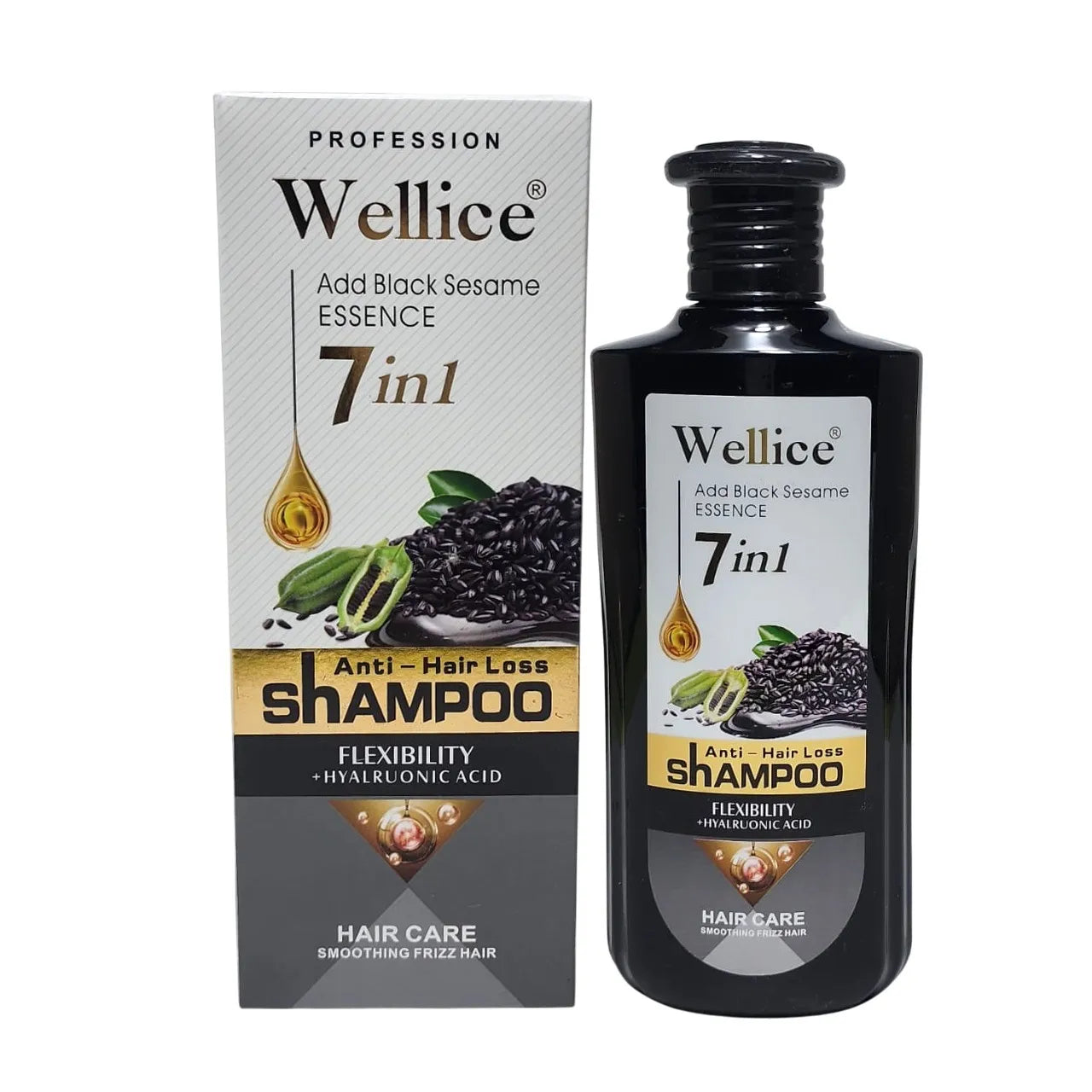 Wellice 7 in 1 Anti - Hair Loss Black Sesame Hyalruonic Acid & Soothing Frizz Shampoo 400g