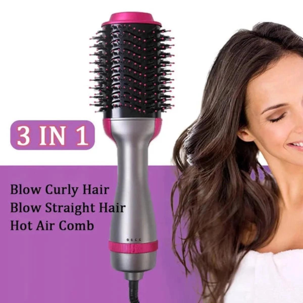 One Step Hot Air Brush - Dryer + Straightener with Gift Hair Hold Spray