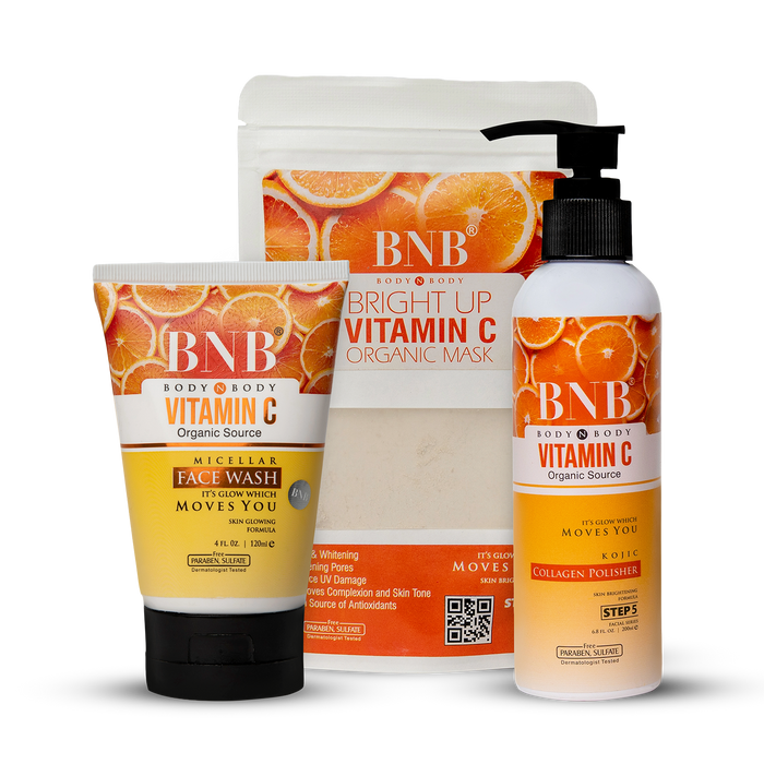 BNB Bright up Vitamin C KIT ( Face wash 120ml + Polisher 200ml + Mask 120gm)