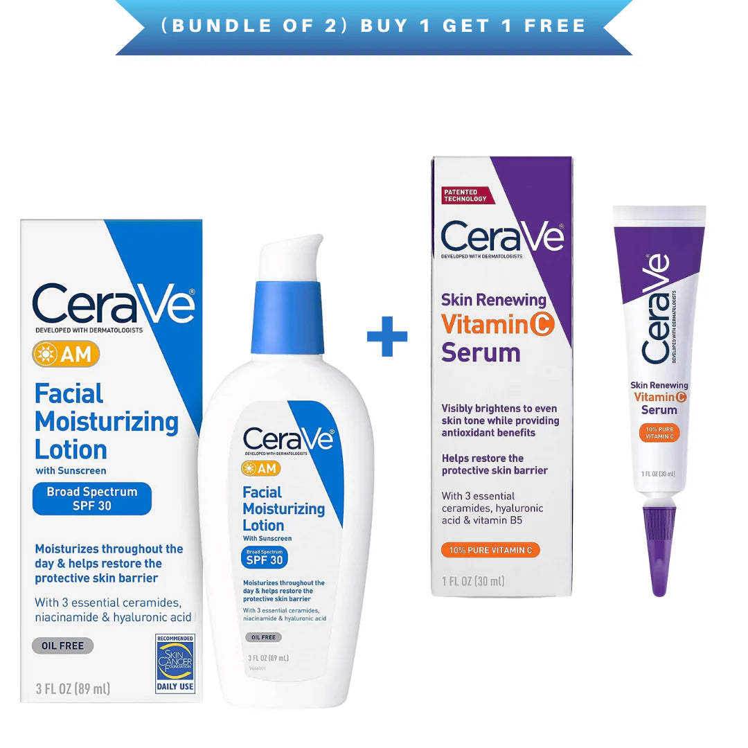 Cerave (Bundle of 2) AM Facial Moisturizing Lotion SPF 30 + Serum