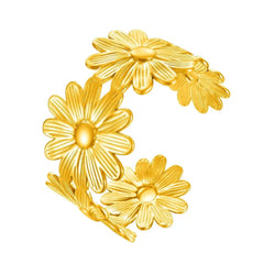Stainless Steel Metal Sun Flower Wide Cuff - Each