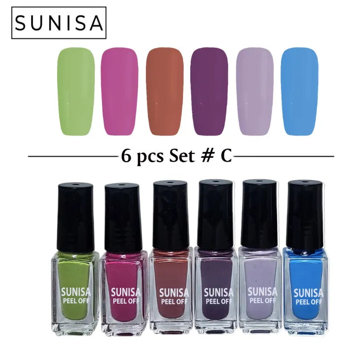 New Sunisa 6pcs Set Matte Nail Polish / Peel Off