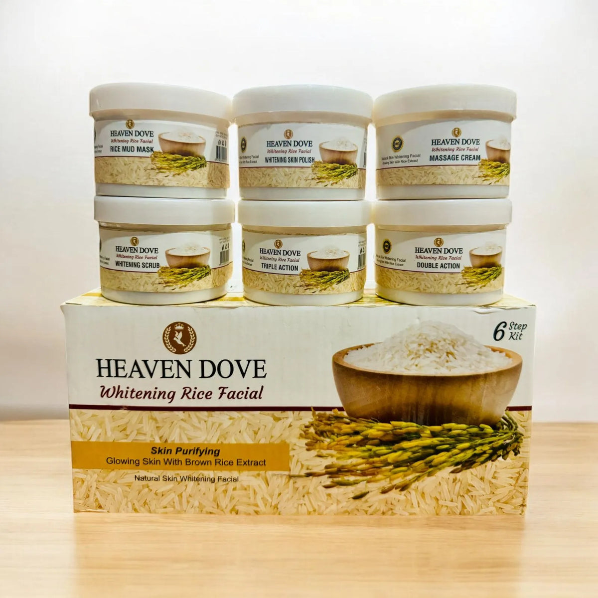 Heaven Dove Whitening Rice Facial 6 Steps Kit - 100g Each Jar
