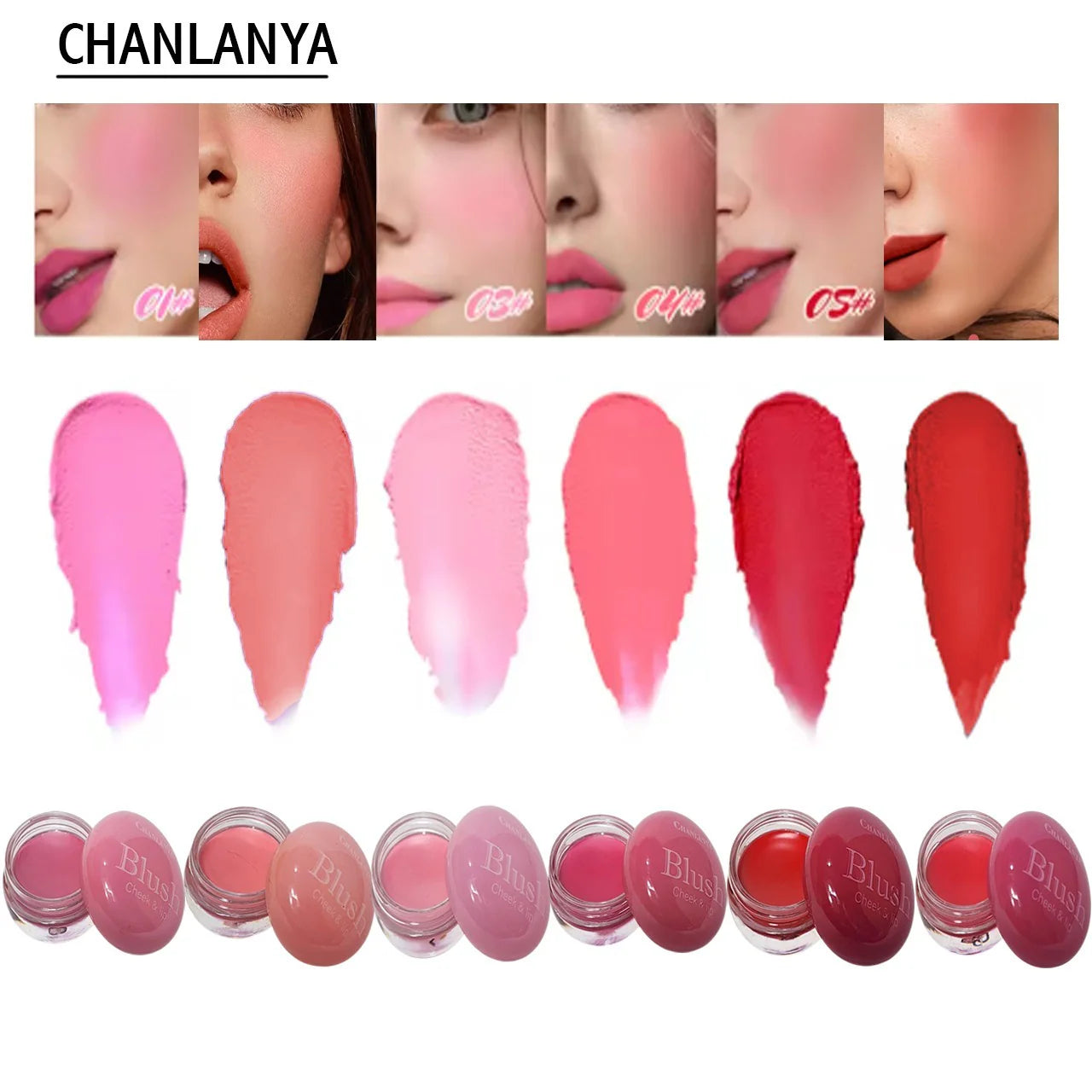 Chanlaya 6 Pcs Cheek & Lip Creamy Blush