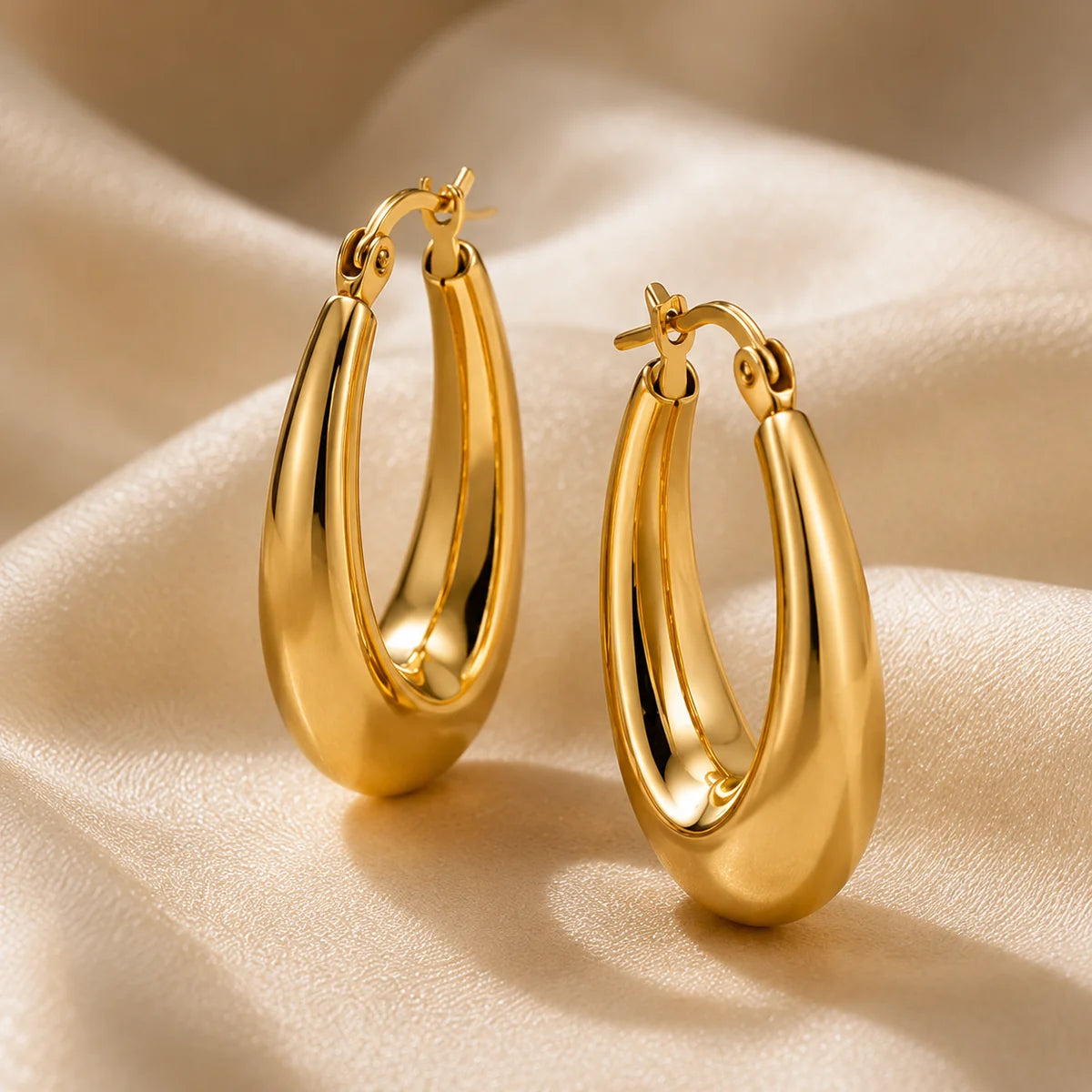 Stainless Steel Luna Teardrop Hoop Earrings - Each Set