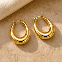 Stainless Steel Luna Teardrop Hoop Earrings - Each Set