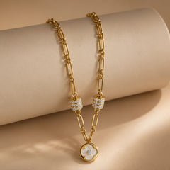 Stainless Steel Luxury Gold Clover Pendant Necklace - Each