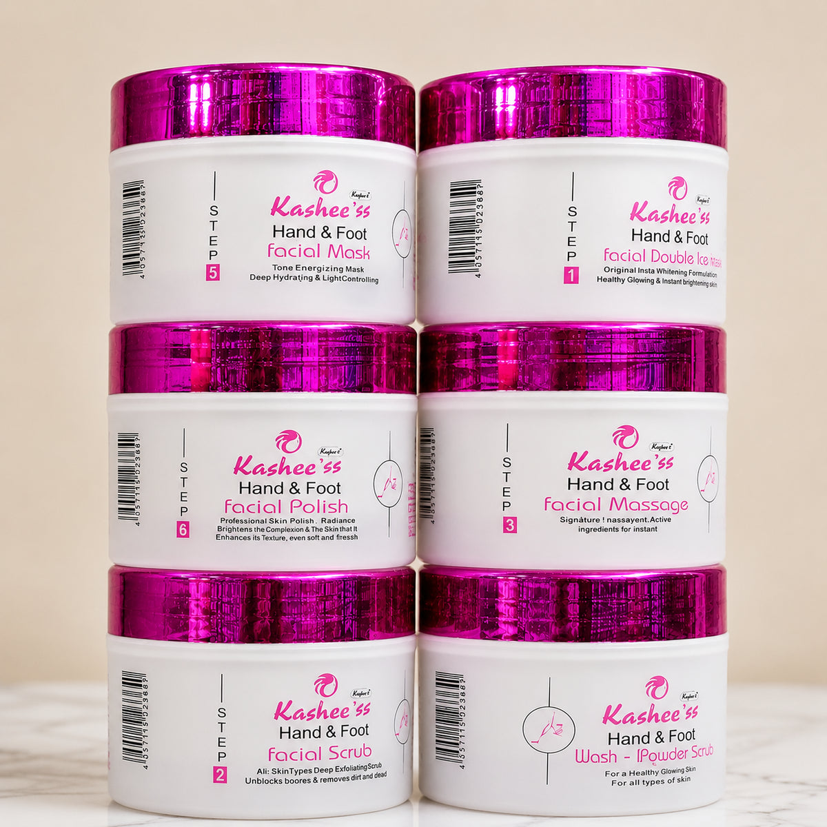 Kashee's Hand & Foot Whitening Facial Polish Kit – 6-Step Skincare Set