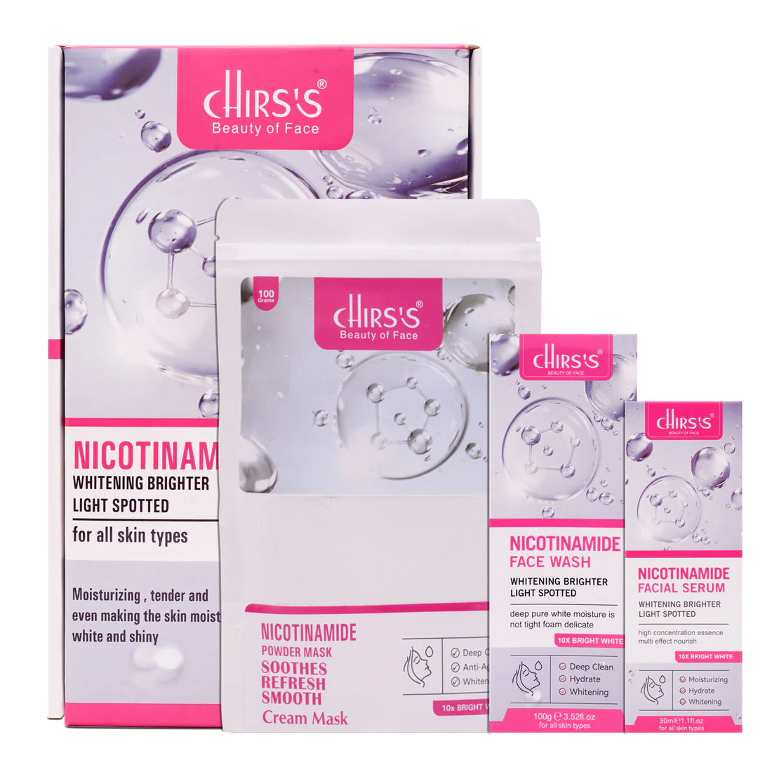 Chirs's Nicotinamide Whitening Brighter 3 In 1 kit For All Skin Types