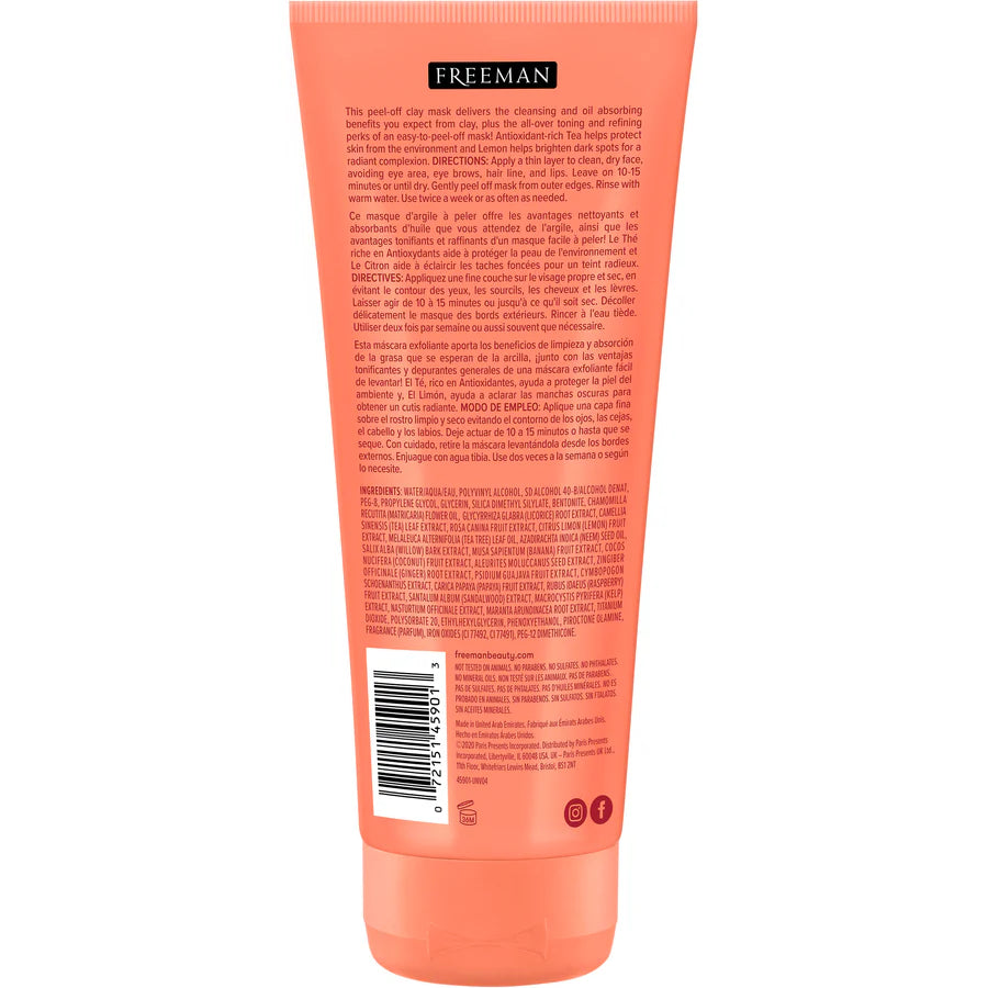 Freeman Clearing Sweet Tea & Lemon Peel Off Clay Mask 75ml