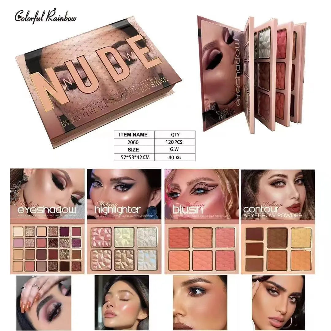 Colourful Rainbow Nude 4-Fold Makeup Palette