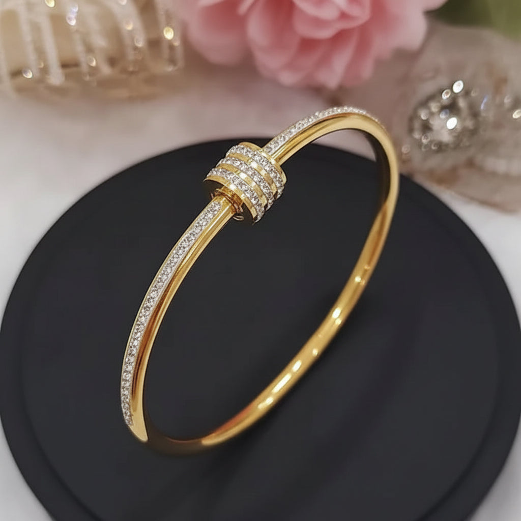 Stainless Steel Zircon Bangle Bracelet for Women - Each