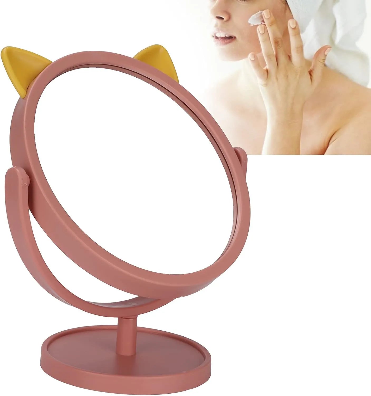 Cute Cat Ear Vanity Mirror with Stand