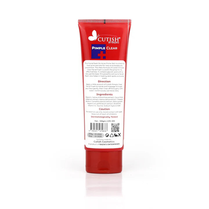 Cutish Pimple Clear Facial Foam Bye Bye Pimple 100gm