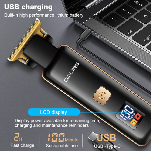 DALING DL-1571 USB Low Noise Professional Cordless Portable Men's Hair Clipper