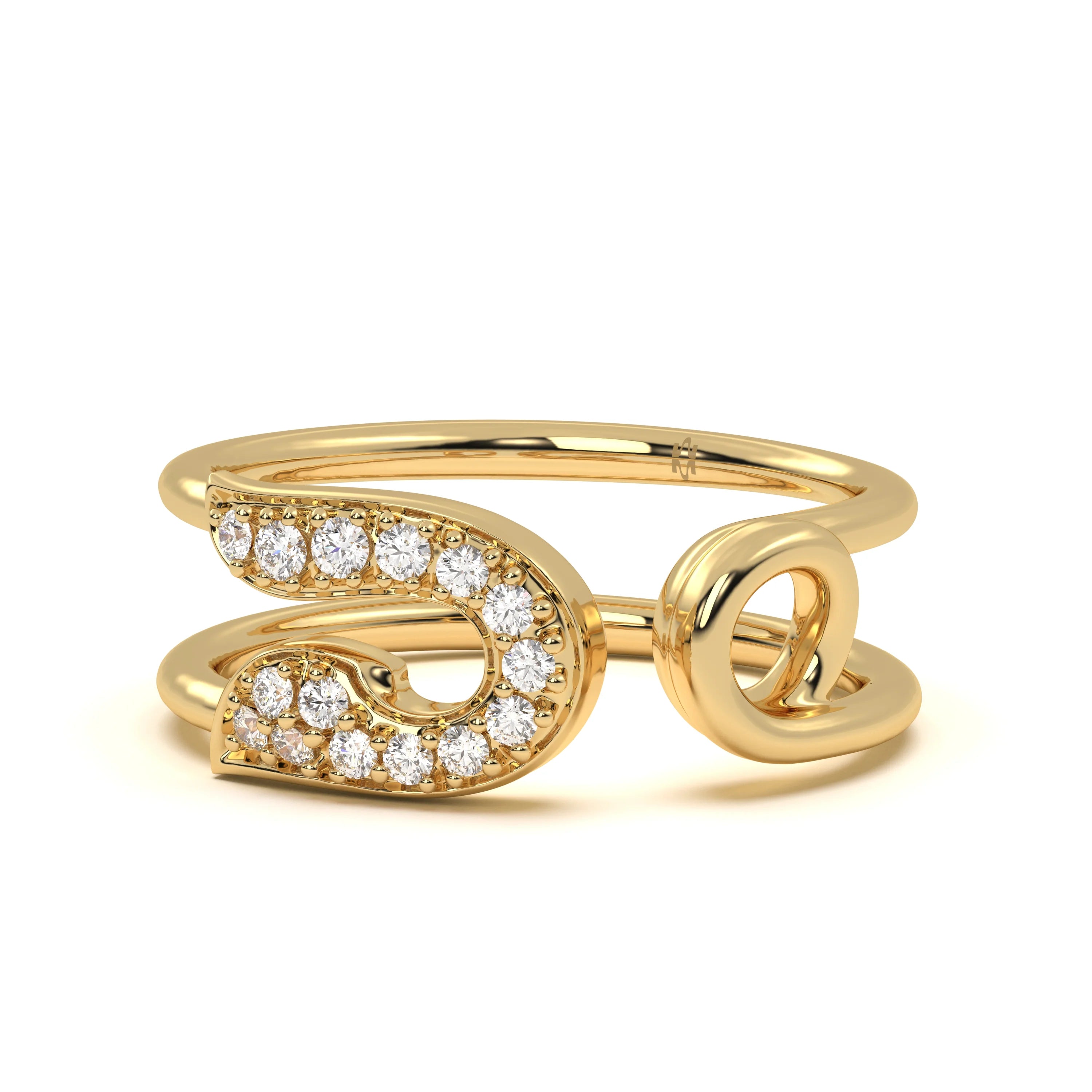 Stainless Steel Sparkle Zircon Open Ring