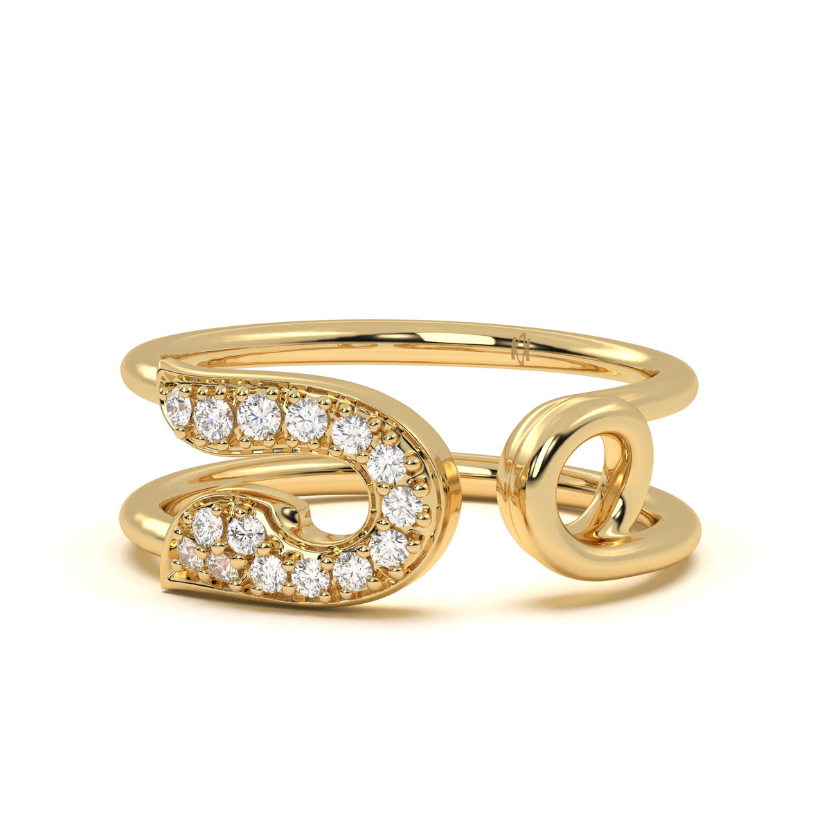 Stainless Steel Sparkle Zircon Open Ring