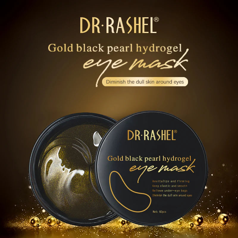 DR RASHEL Skin Care 24k Gold Black Pearl Hydrogel Eye Mask Brightening Lightening Moisturizing Eye Mask - 60pcs