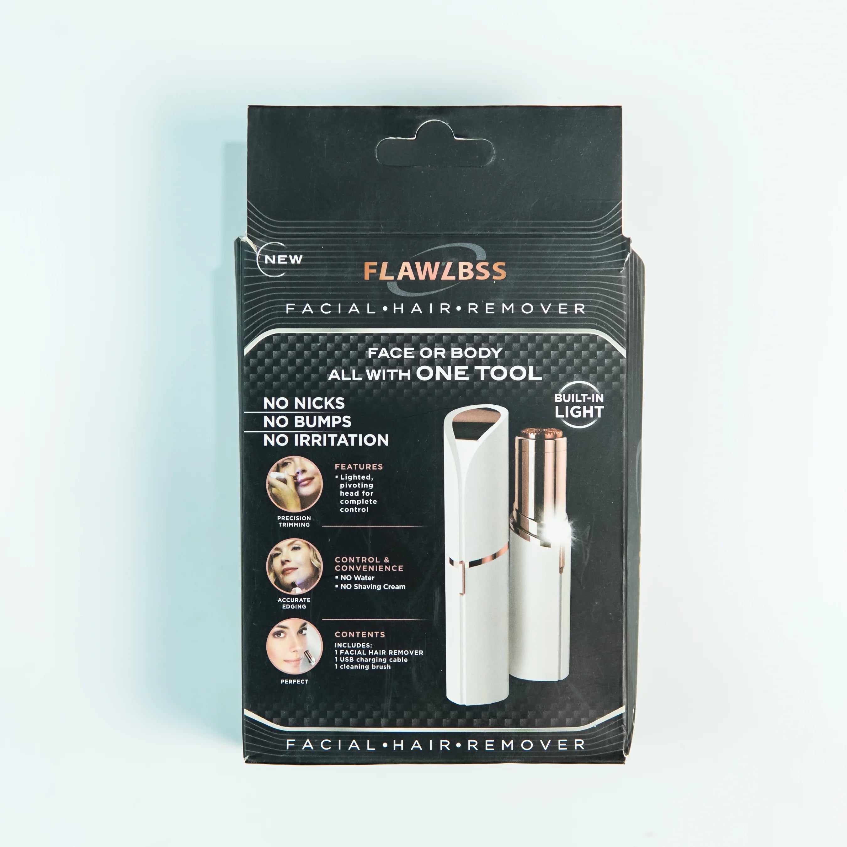 Flawless Hair Remover Electric Painless Portable & Rechargeable with Built-in Light