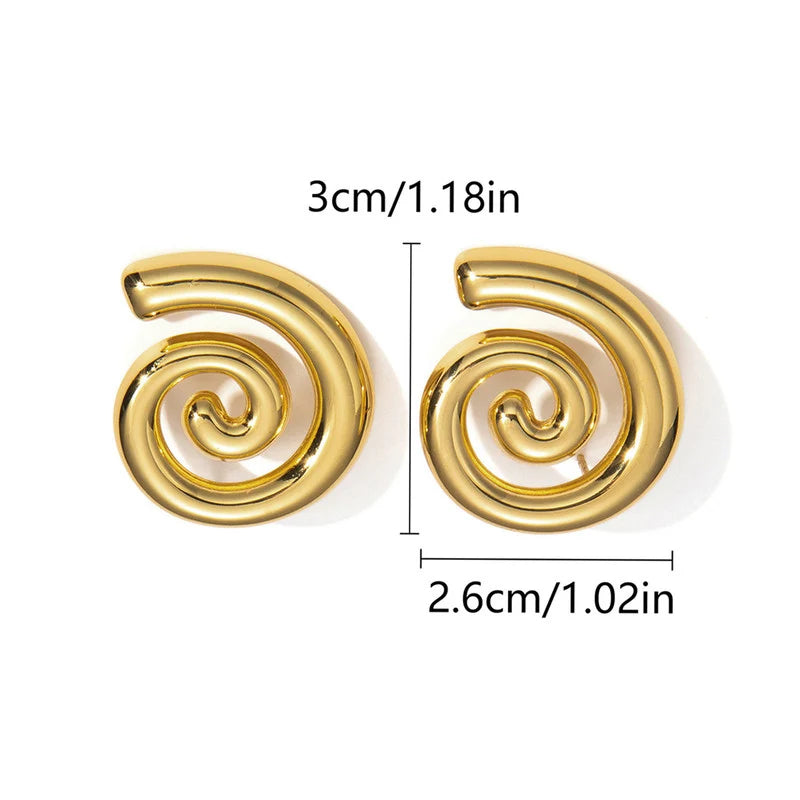 Stainless Steel Spiral Chunky Earrings - Each Pair
