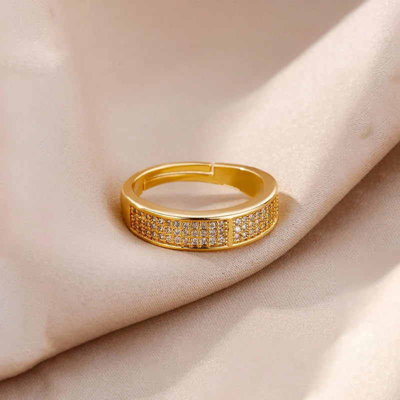 Stainless Steel AD studded Adjustable Finger Ring - Each