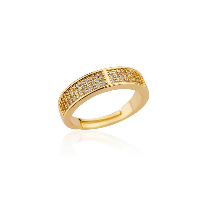 Stainless Steel AD studded Adjustable Finger Ring - Each